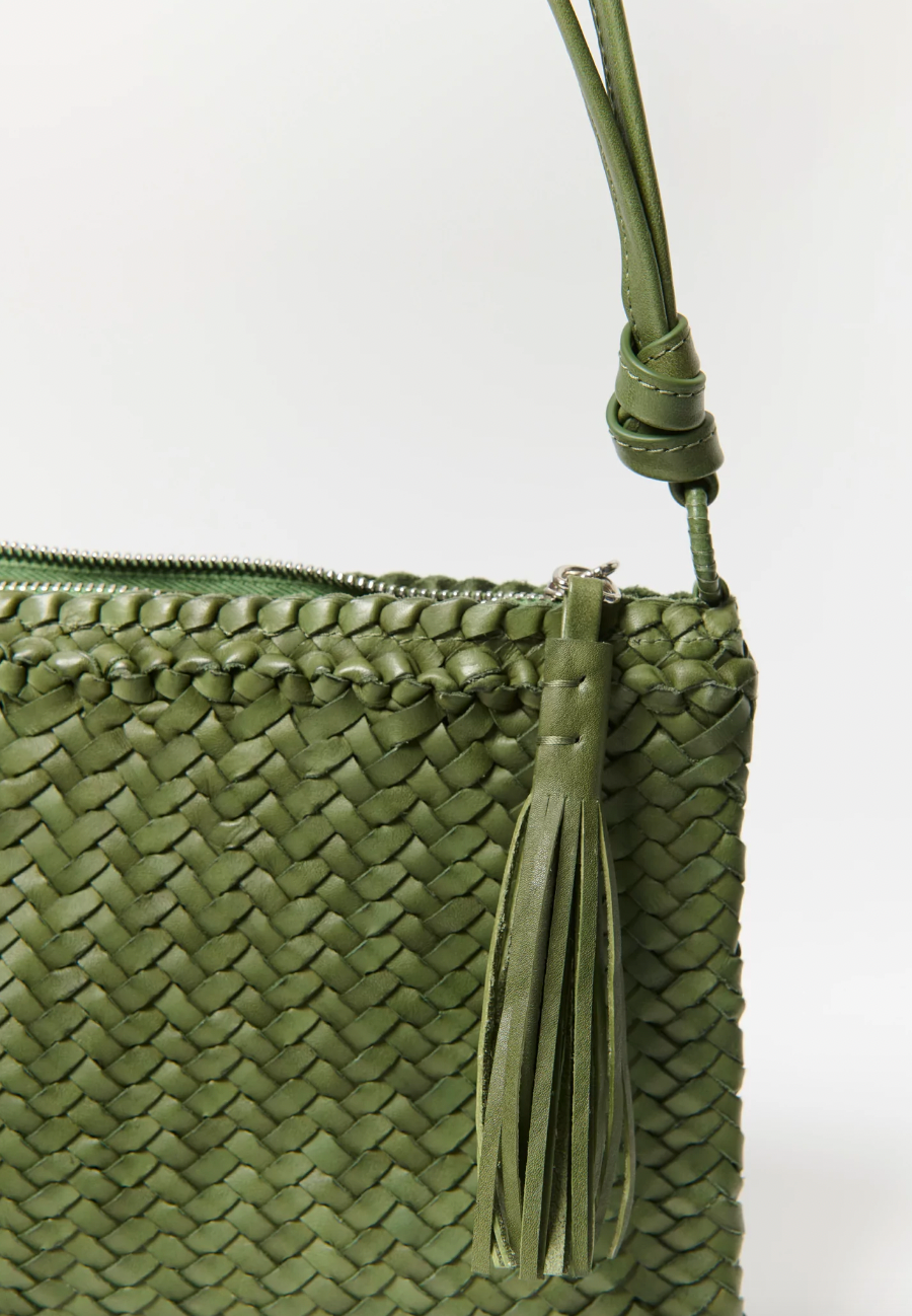 Palomba Woven Shoulder Bag in Pastoral Green