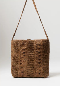 Leather Handwoven Victoria Shoulder Bag in Cork Brown