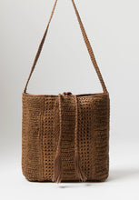 Leather Handwoven Victoria Shoulder Bag in Cork Brown